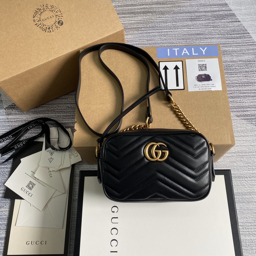 Gucci GG Marmont Matelasse Mini Shoulder Bag 448065 Black